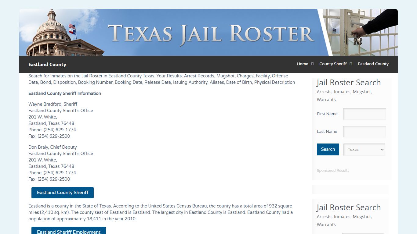 Eastland County | Jail Roster Search