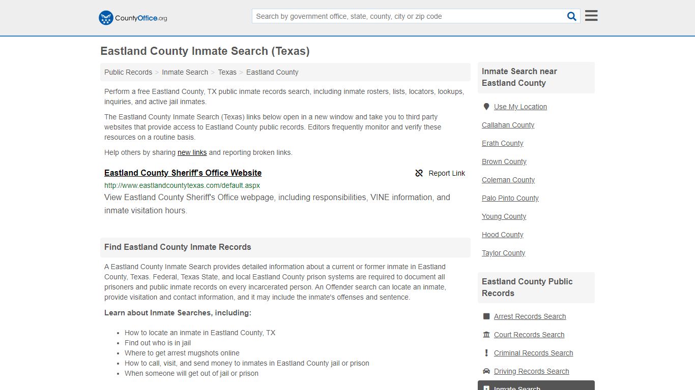 Inmate Search - Eastland County, TX (Inmate Rosters ...