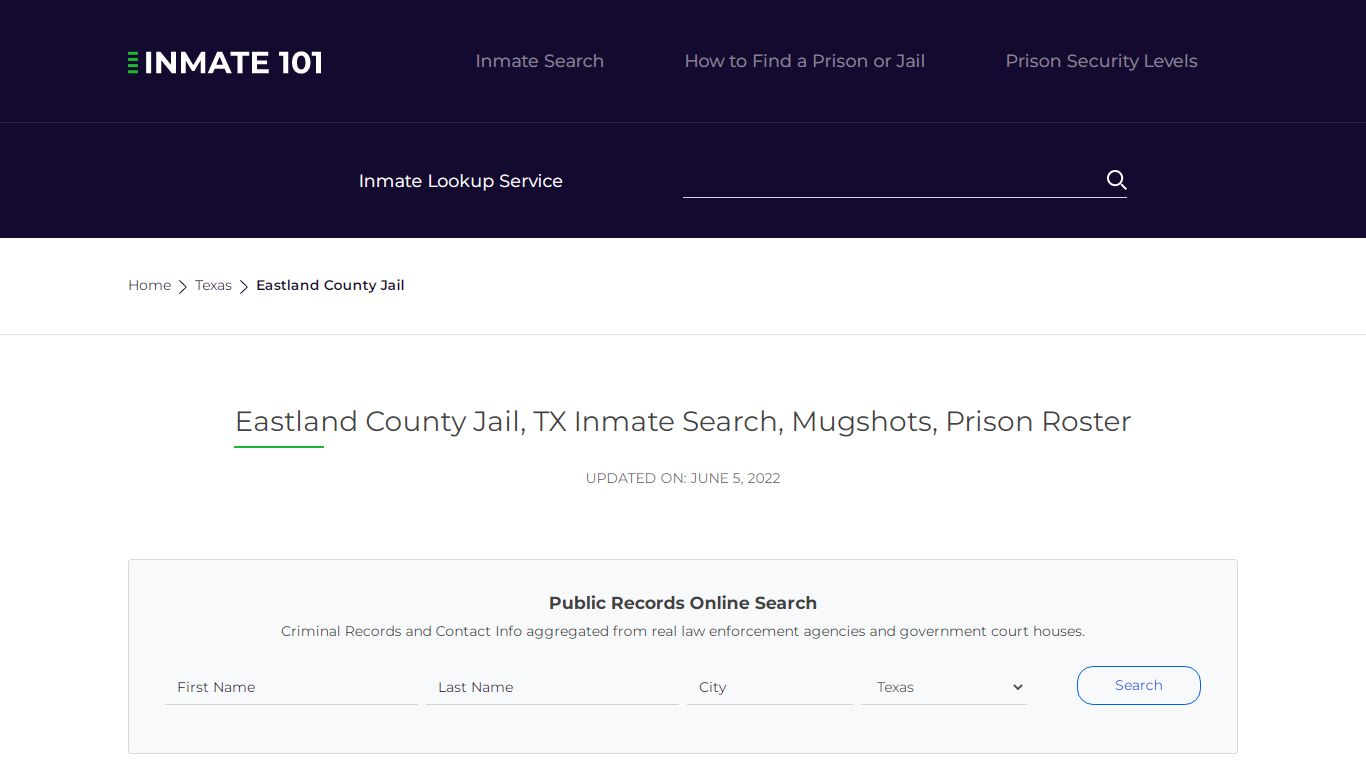 Eastland County Jail, TX Inmate Search, Mugshots, Prison ...